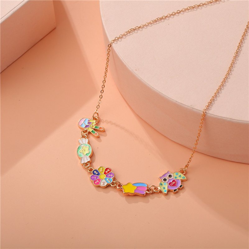 Cute Cartoon Alloy Enamel Girl's Necklace display picture 4