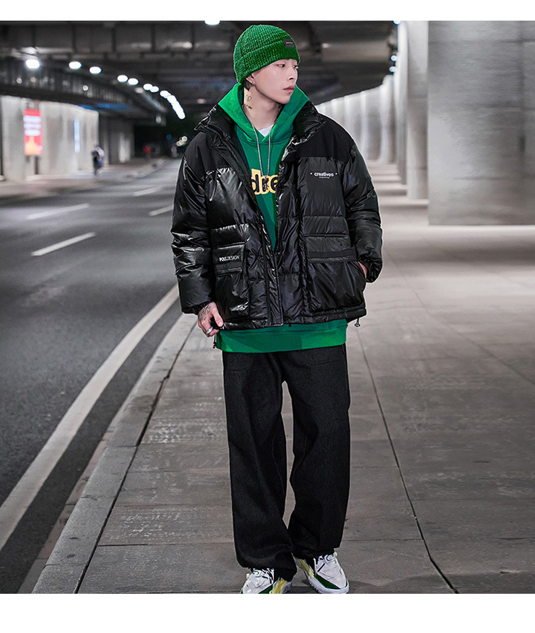 Vêtements pour hommes hiver nouvelle veste pour hommes marque tendance ample grande poche imprimée veste en coton de soie_voghion.com