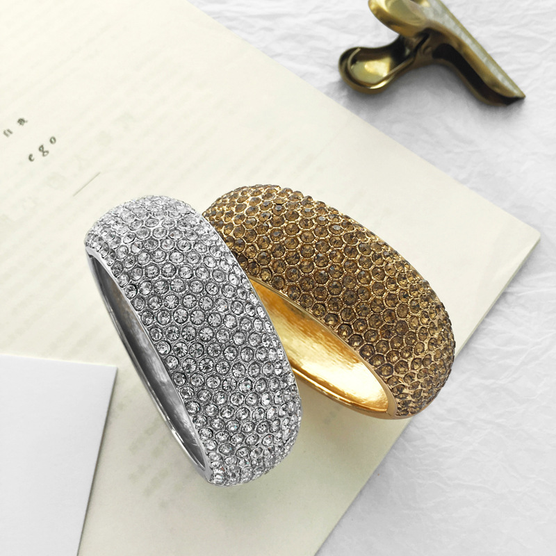 alloy wide-sided zircon bracelet