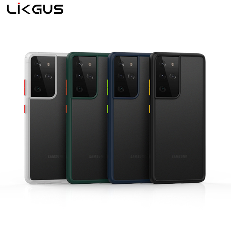 Likgus适用三星S21手机壳 tpu+pc透明防摔撞色壳GalaxyS21+保护套