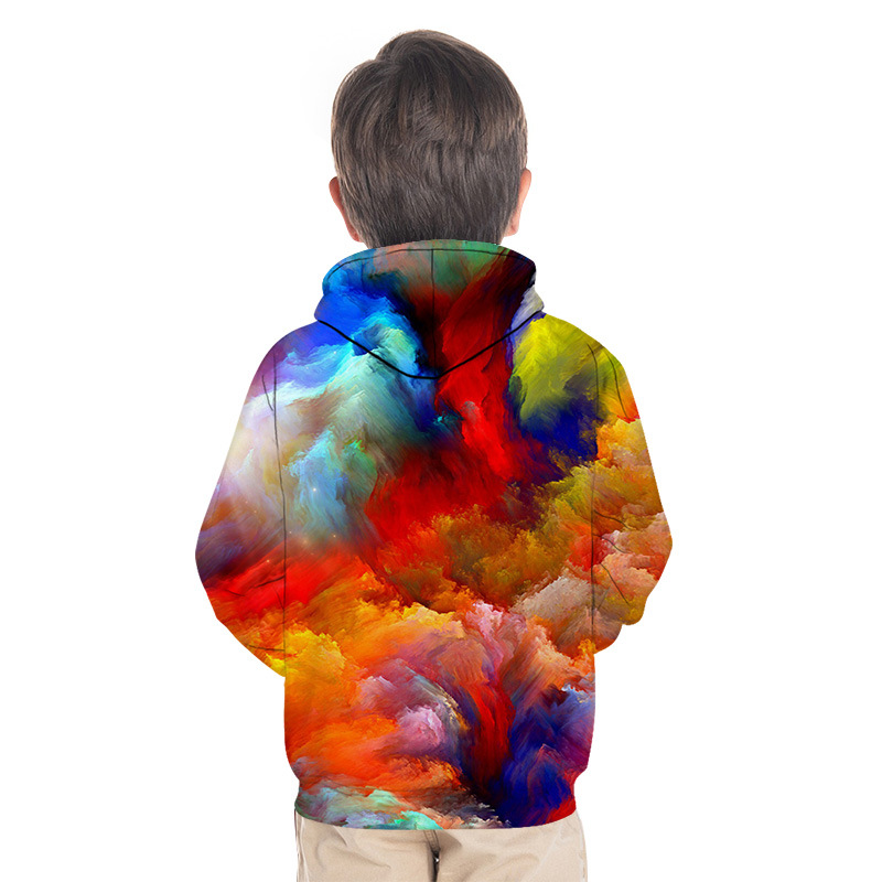 Pull à capuche imprimé peinture couleur 3D enfant garçon