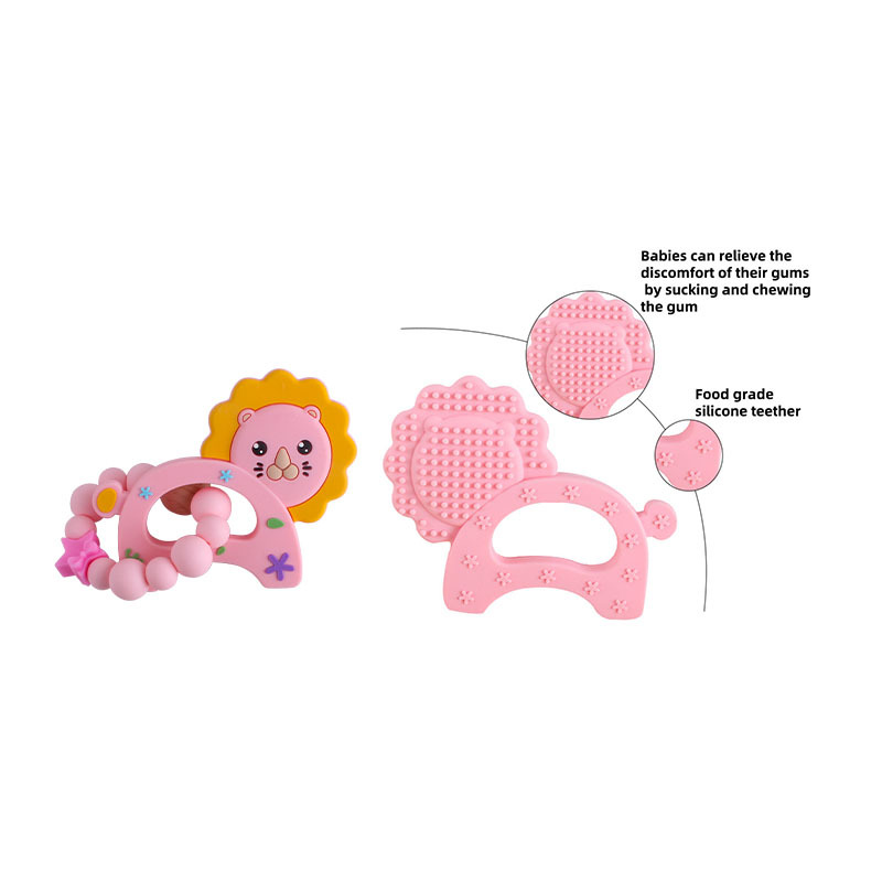 Personalizable bebé haya chupete clip chupete cadena pequeño León de silicona juguete mordedor chupete cadena traje