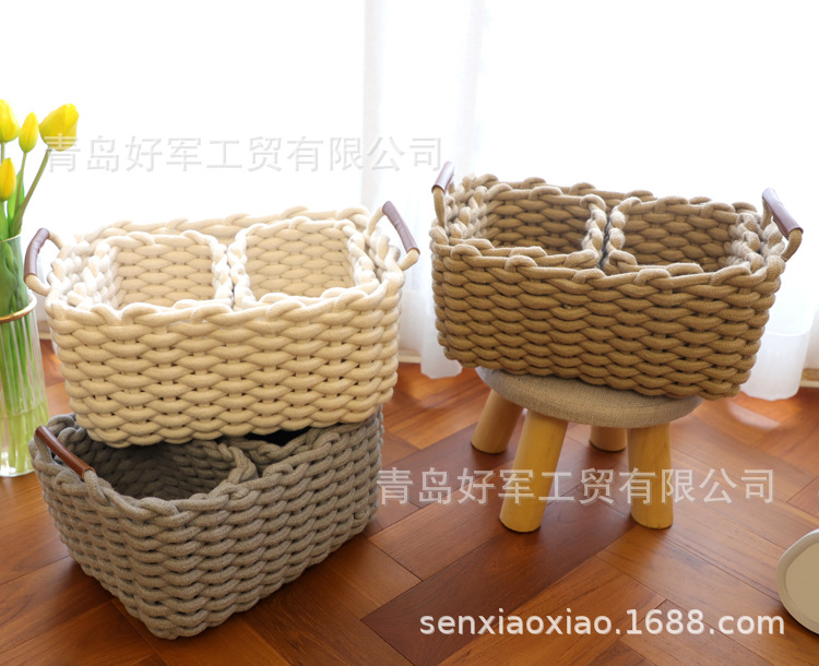 New Nordic Woven Basket Bold Cotton String Storage Box Storage Basket Storage Basket Laundry Basket Desktop Snack Basket display picture 21