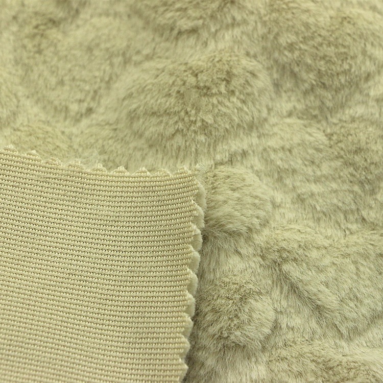 压花长毛PV绒玩具家纺服装面料全涤经编仿毛蒸汽压花PV绒长毛绒布