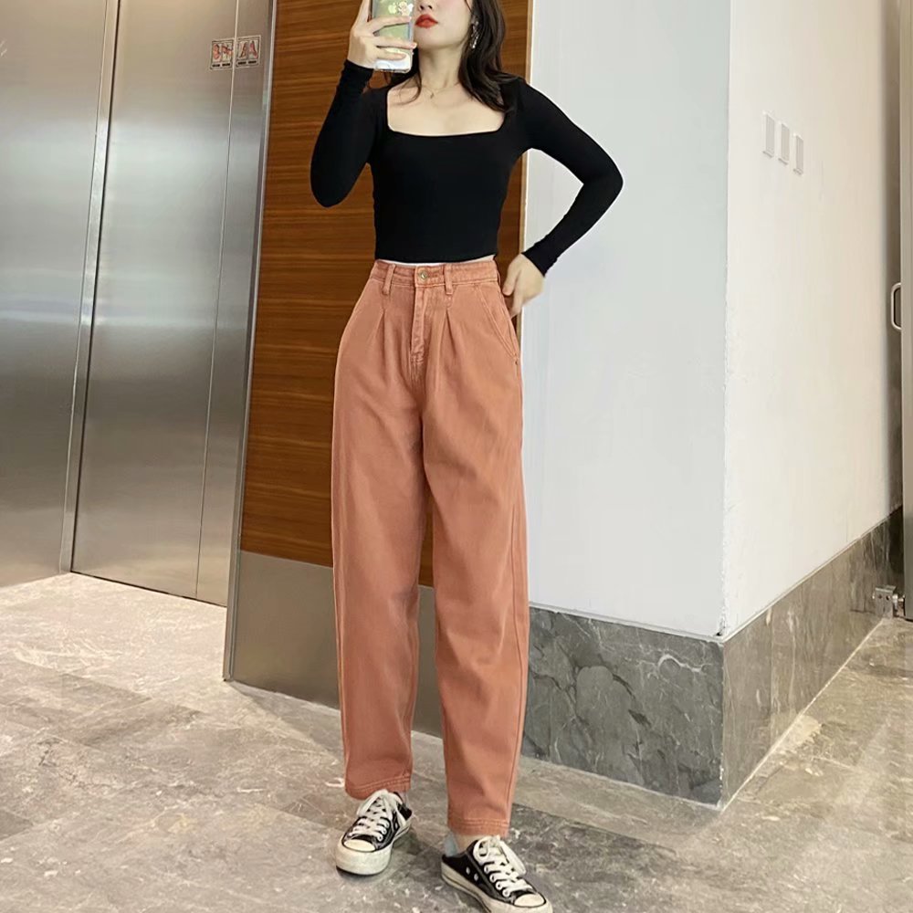 autumn pleated decoration loose women's jeans NSAM3139
