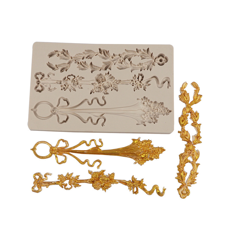 Estilo europeo en relieve molde de silicona fondant decoración de la boda herramienta de molienda para hornear ritmo seco molde de chocolate molde de la torta