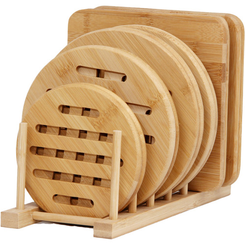 Bamboo placemats household bamboo pot mats creative bowl mats square round coasters high temperature resistant placemats thickened heat insulation mats