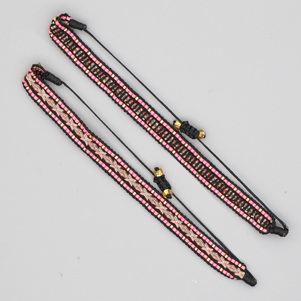 Rice Bead Weaving Bohemian Style Retro Ethnic Style Pattern Ribbon Bracelet display picture 34