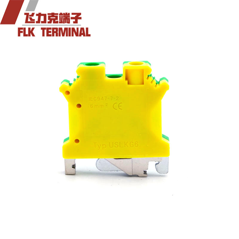 厂家直销UK-6JD接地端子 轨道安装6平方UK接地黄绿端子