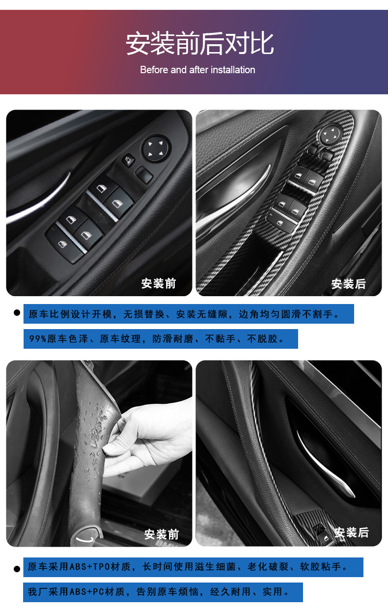 Suitable for Bmw 5 Series F10 Carbon Fiber Handle, Carbon Fiber Pattern Interior, Carbon Fiber Interior Trim