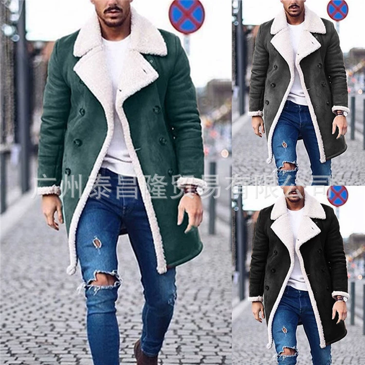 Amazon Suyitong 2020, экспортная осенне-зимняя новая мужская теплая куртка из композитного флиса с имитацией замши