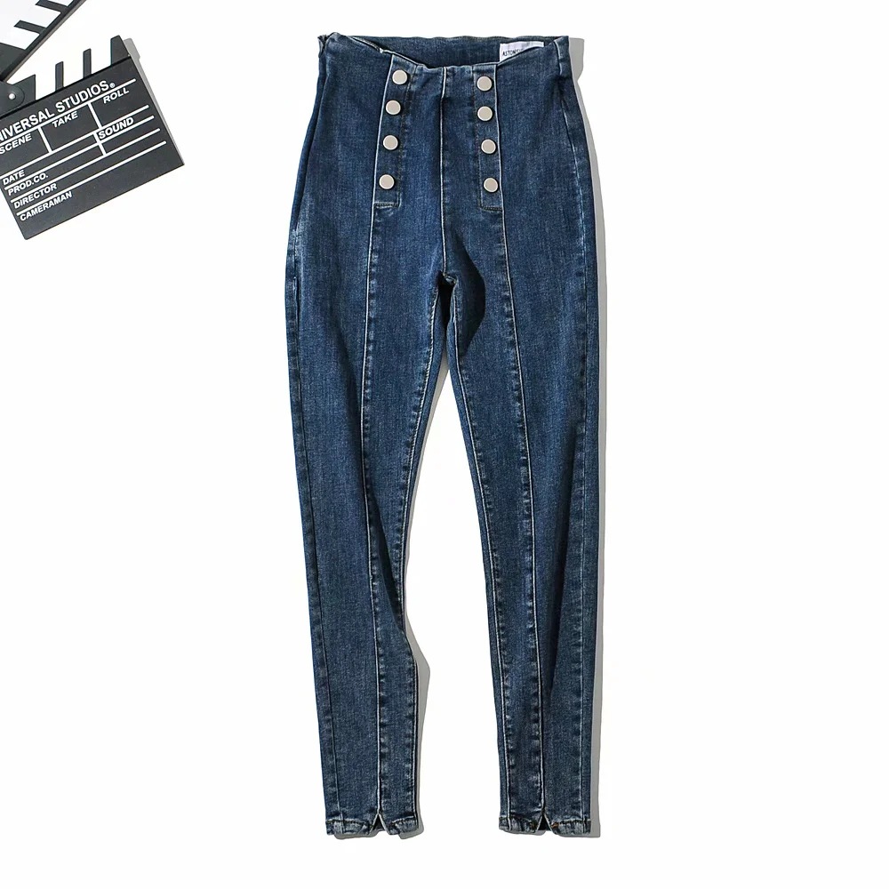 women s autumn and winter tight-fitting high-waisted denim trousers NSAC14418