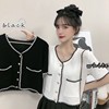 summer new pattern Small fragrant wind V. Hit color Borneol Thin section bm Short sleeved knitting Cardigan lady have cash less than that is registered in the accounts jacket