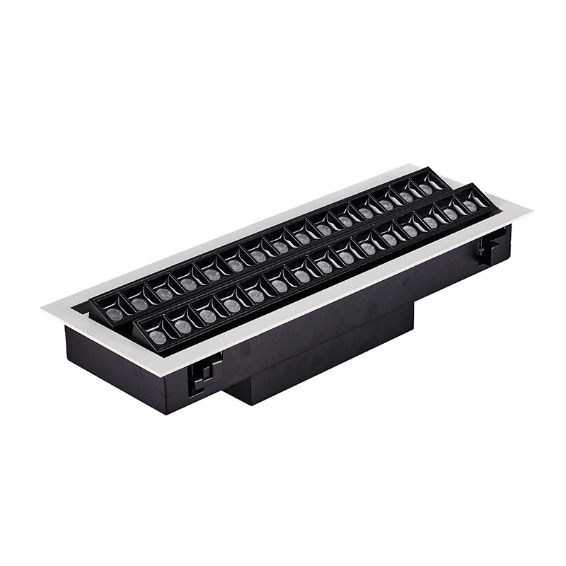 厂家直销LED30W线条格栅灯商场超市办公室射灯可调30度角质保三年