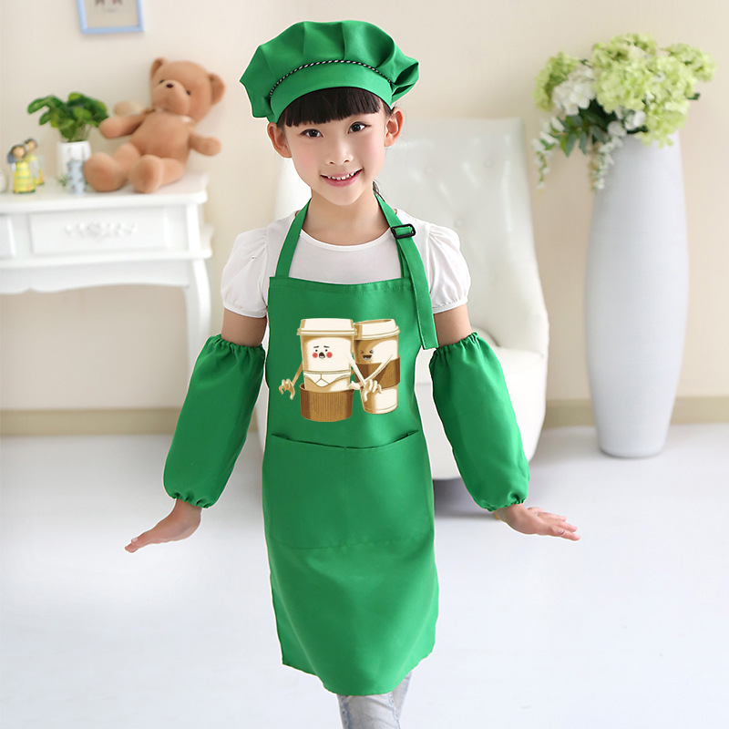 Moda coreana delantal de los niños cocina cafetería leche tienda de té arte pintura hombres y mujeres ropa de trabajo logotipo personalizado