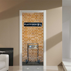 Creative 3D Door Sticker Renovation Self-Adhesive Decor for Bedroom Living Room Wall Sticker Door Sticker Stone Brick Wall Cross-Border Supply