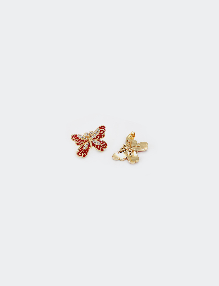 Wedding, Travel Occasion Copper Material Fashion Butterfly Copper Zircon Earrings Wholesale