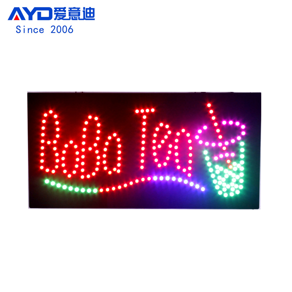 跨境LED广告牌电子灯箱悬挂发光字招牌图案定做LED BOBA TEA SIGN