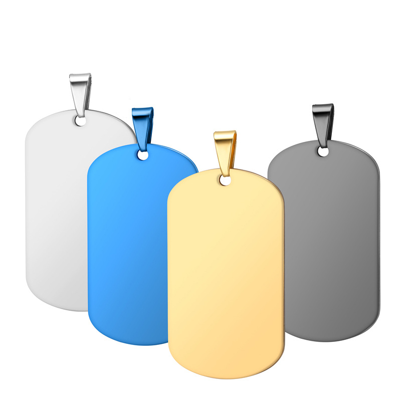 Yiwu Manufactor Direct selling 304 Stainless steel Europe and America Identity cards man Titanium Pendant blank Military card Lettering Jewelry