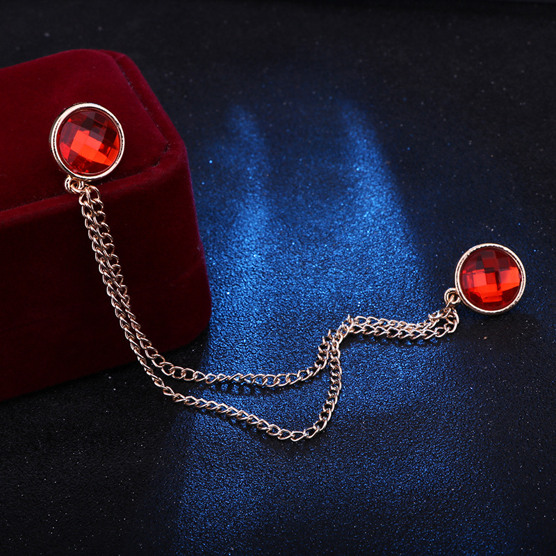 Red fashion colorful round collar chain unisex shirt collar jewelry wild tassel collar pin