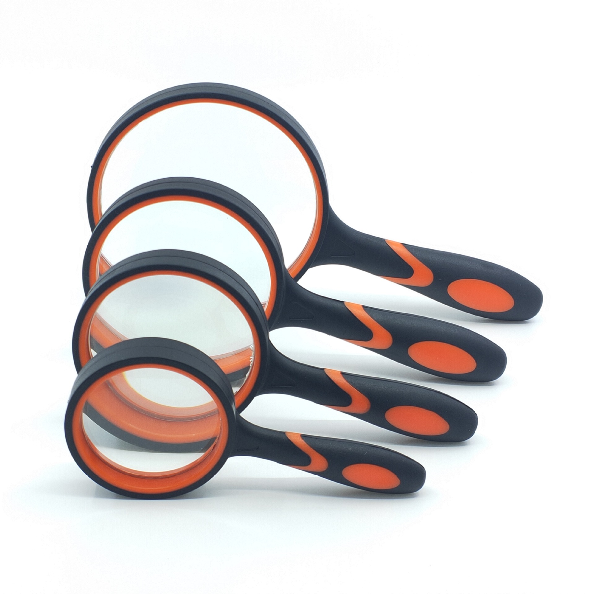 50/65/75/100mm双色手持式高清防滑橡胶手柄老人用阅读高倍放大镜