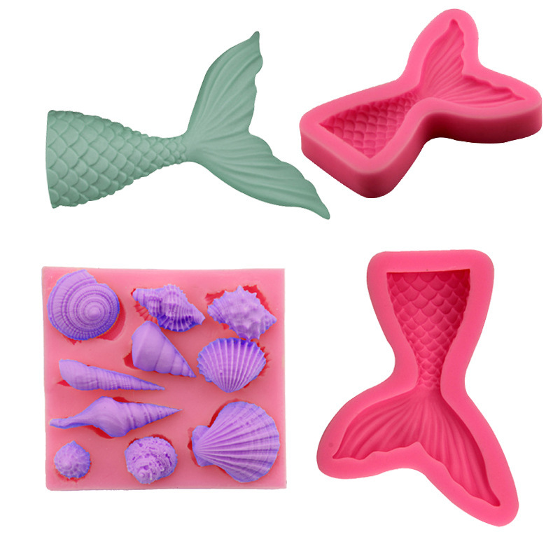 Mini Mermaid Fish Tail Human Fish Tail Liquid Silicone Mold Flip Sugar Baking Tools Chocolate Mold