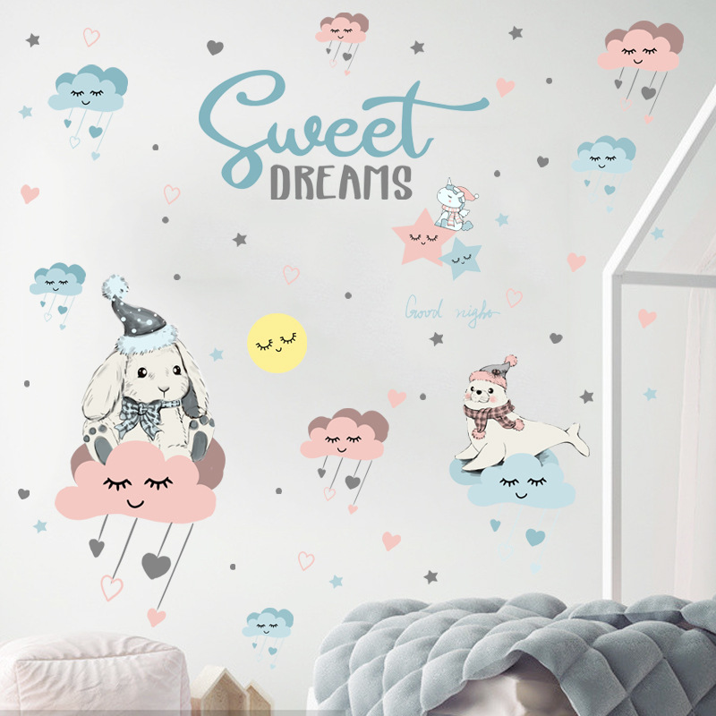 New Creative Cartoon Cloud Bunny Wall Sticker display picture 2