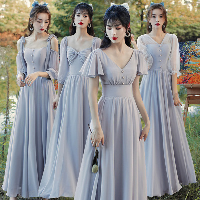 Silver Bridesmaid dress women evening party banquet cocktail party dreses photos graduation dresses