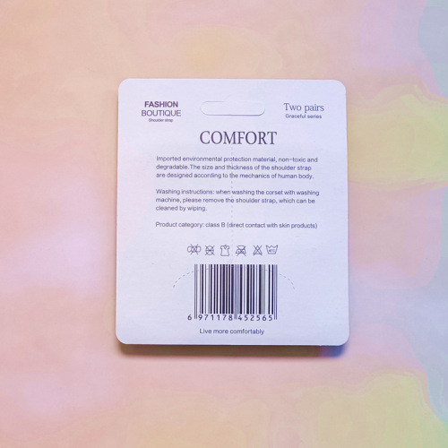 Double pair pink color box blister pack widened transparent frosted invisible transparent shoulder straps invisible shoulder straps bra straps