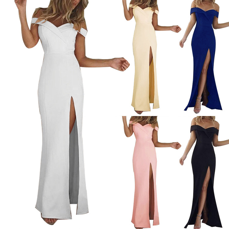 309g Weight Maxi Long Dress Dress Length Type Sleeveless Sleeve Length Irregular Skirt Dresses Type Polyester, knit Fabric Type Mid Waist Waist Line Wholesale Women'S Fashion Slit Patchwork Solid Color Daily Boat Neck Sleeveless Irregular Skirt