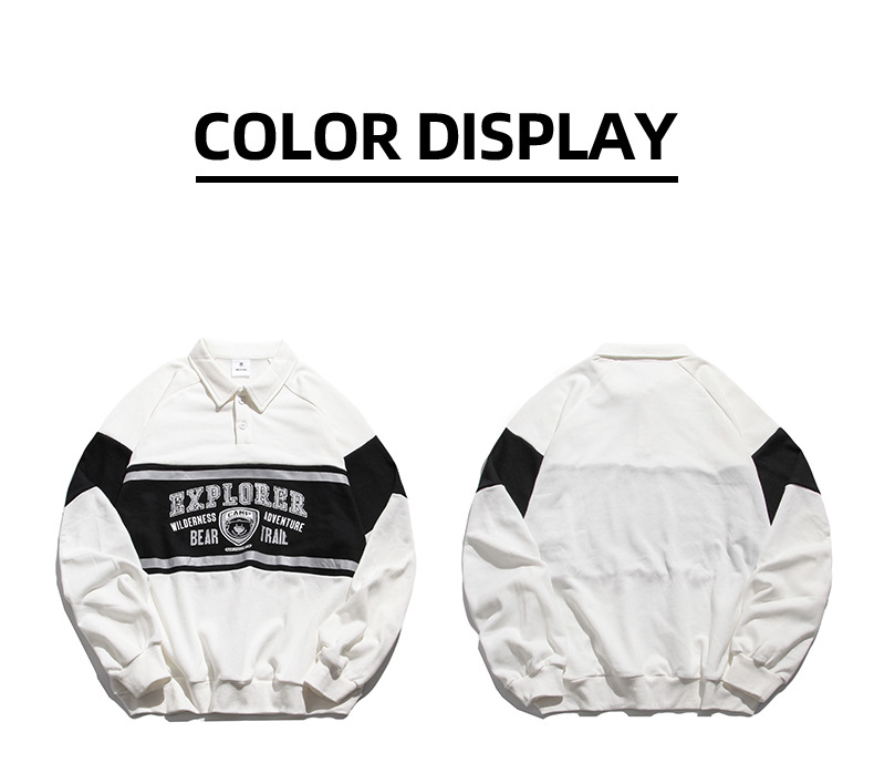 College Loose Couples Polo Collar Sweatshirt