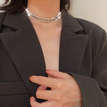 气质时尚闪钻金属短款颈链choker超闪设计感法式锁骨链时髦精项链
