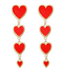 Retro red earrings with tassels heart shaped, European style, suitable for import