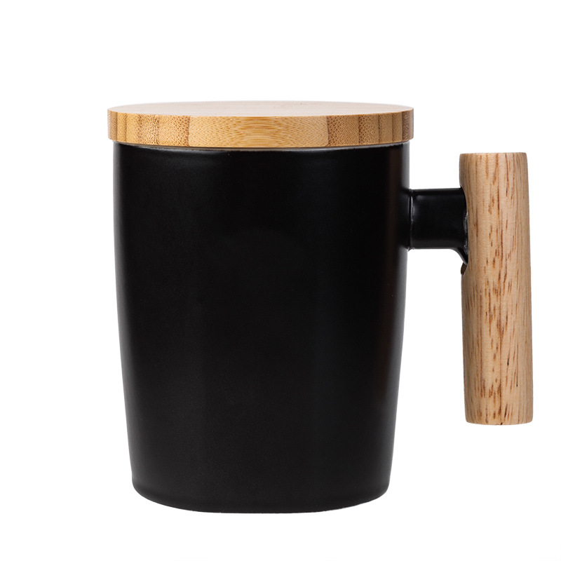 Mango de madera taza de cerámica taza de café taza de taza de agua taza de oficina caja de regalo LOGO grabado