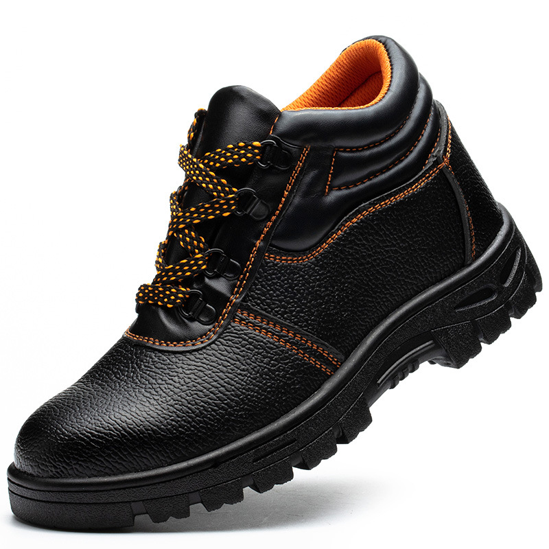 Cross-border labor safety shoes with steel toe cap, anti-puncture and anti-impact protective safety shoes for export, high-top men