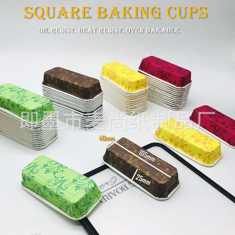 Taza de papel para hornear cuadrada película grande, mediana y pequeña Impermeable resistente a altas temperaturas taza de papel de pastel de pan de aceite titular de papel