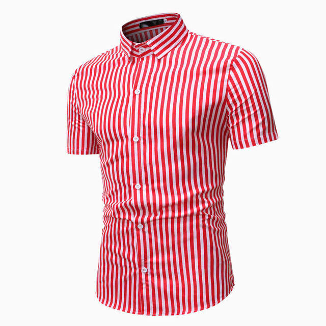 Summer men’s striped short sleeve shirt