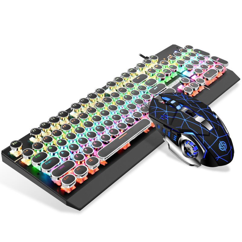 마우스와 키보드 세트 940 블랙 도금 라운드 키 캡 혼합 라이트 플래그십 + 게임 마우스