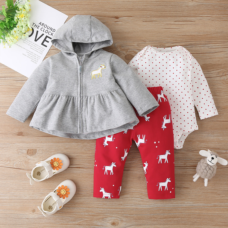 Autumn Baby Cartoon 3-piece Zipper Jacket Baby Fashion Romper display picture 4