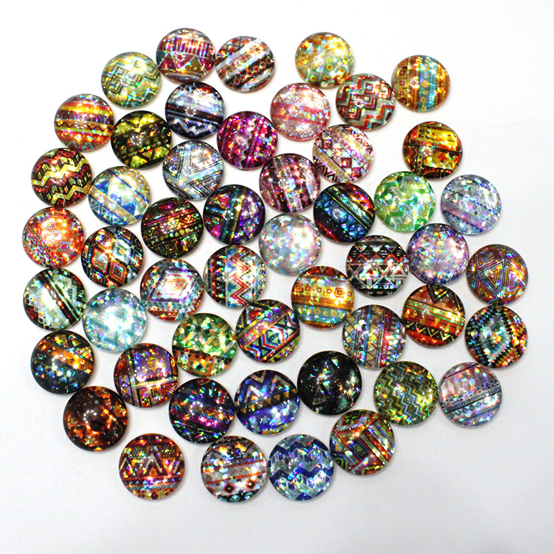 時間宝石光沢のあるガラスパッチリングフェイスイヤリングキーホルダー diy ジュエリーアクセサリー