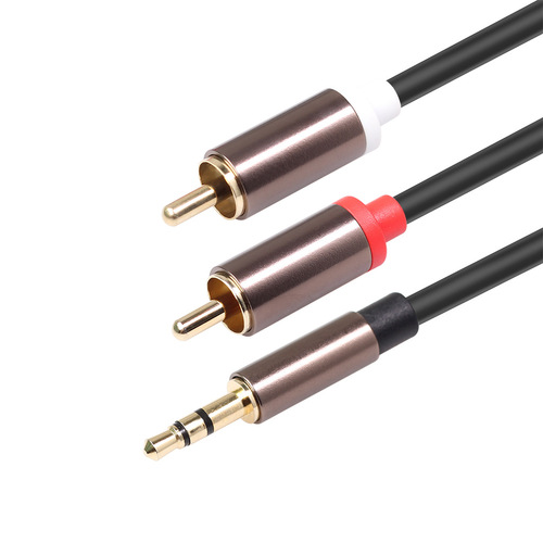 1m 2m all-copper gold-plated 3.5mm to 2RCA double Lotus mobile phone and computer connection amplifier subwoofer audio cable