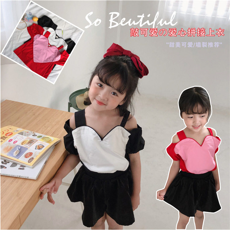 2020 A summer new pattern children love Halter tops Children's clothing Sweet square neck strapless Versatile baby lovely jacket