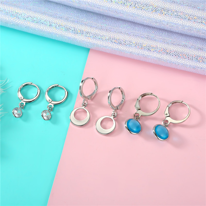 New Fashion Zircon Earrings Round Crystal Earrings Mini Retro Zircon Ring Earringspicture6