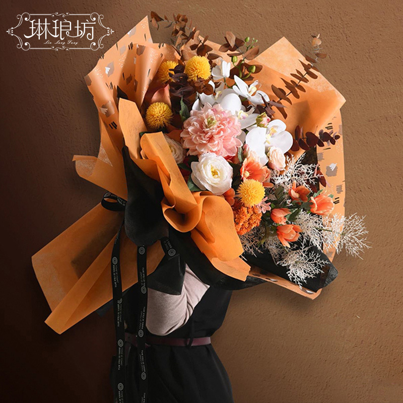 涂鸦果冻膜鲜花防水包装纸 少女风可爱韩素纸 花店材料用品20张