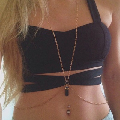 欧美跨境波西米亚风夏季沙滩比基尼六角柱吊坠腰链女生饰品批发|ru