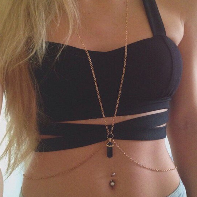 欧美跨境波西米亚风夏季沙滩比基尼六角柱吊坠腰链女生饰品批发|ru