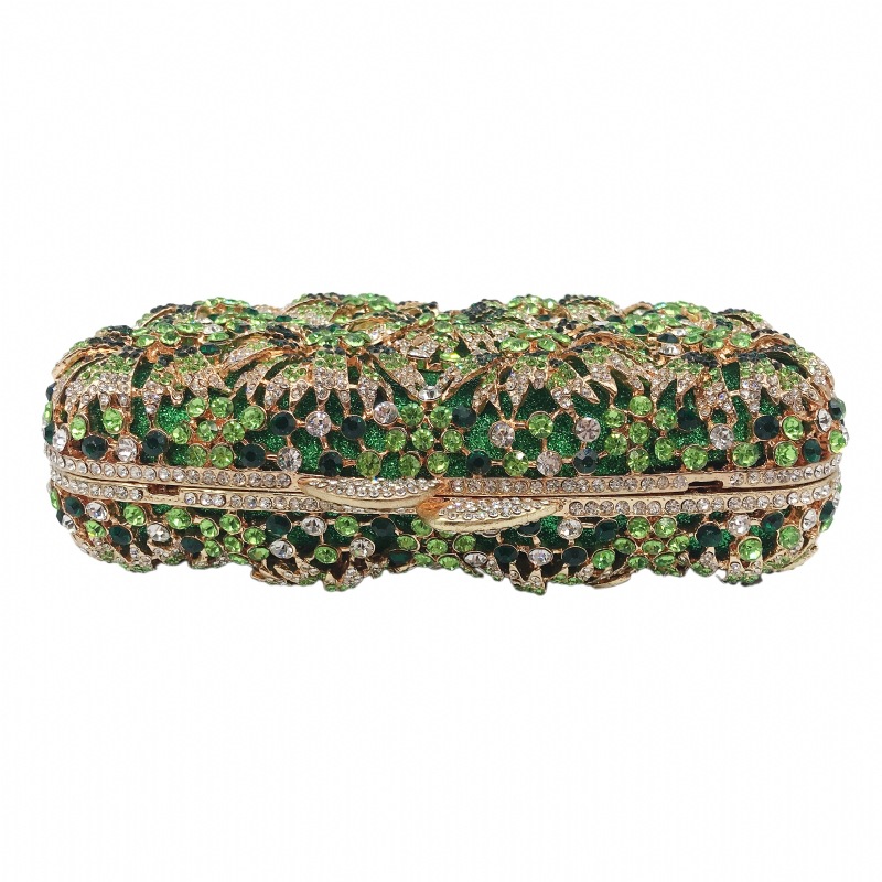 Túi clutch nữ đính đá kim loại cầm tay dự tiệc 17.5x5x11 cm — Màu đỏ, Màu tím, Màu xanh lá, Màu xanh lam chi tiết 19