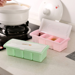 翻蓋塑料調味盒罐瓶調料盒子套裝家用組合裝鹽罐配勺廚房用品