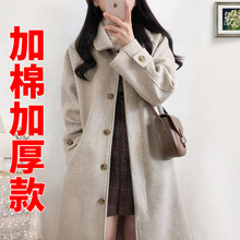 赫本风毛呢外套女2025春夏季新款韩版黑色中长款呢子大衣流行加厚