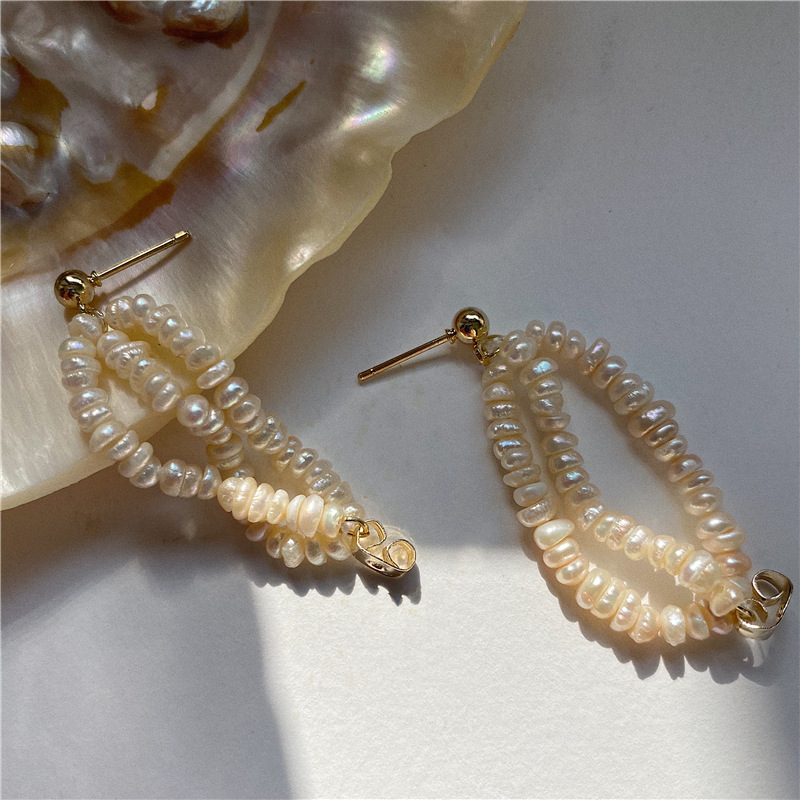 9g Weight Drop Earrings Classification 1 Pair Quantity Daily Occasion Freshwater Pearl Material Solid Color Pattern Women'S Gender Beaded Design Retro Style 1 Pair Retro Solid Color Freshwater Pearl Beaded Drop Earrings 3